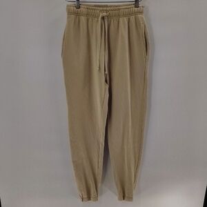 South Moon Under Isla Ona Tan Cotton Joggers Size Small Ribbed Pockets
